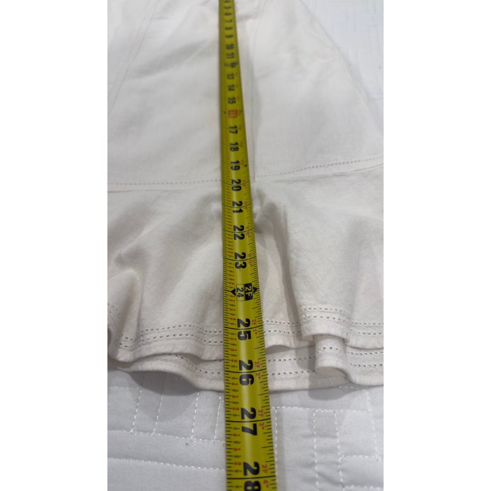 Sag Harbor Vintage Cream Linen Blend Ruffle Hem Mermaid Midi Skirt Size 6 - Picture 5 of 7